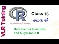 Data Frames functions and symbol in R language in Telugu Symbols In R VLR Training Class - 16