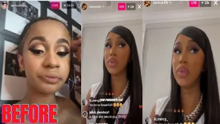 Cardi B talks about plastic surgery she had on her face gives advices on plastic surgery etc