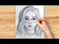 How to Draw a cute girl With Glasses Girl drawing easy
