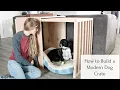 How to Build Modern Dog Crate With Sliding Door and Wood Slats