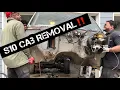 Tearing the S10 down to the frame Cab Removal