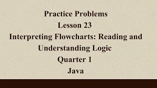 Interpreting Flowcharts Reading and Understanding Logic Q1 Java L23 P1 SMILE ROAD