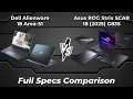 Dell Alienware 18 Area 51 vs Asus ROG Strix SCAR 18 2025 G835 Full Specs Comparison