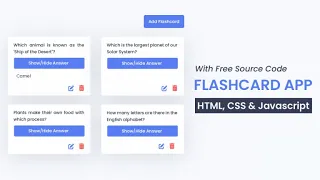 Flashcard App With Javascript Free source code