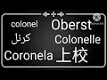 How to pronunce Colonel Coronela Oberst Colonelle in multi languages