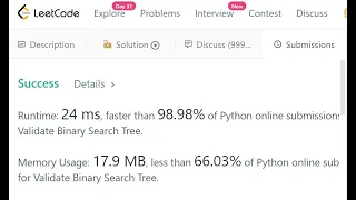 Leetcode 98 Validate Binary Search Tree Recursion Inorder Tree Traversal Top 2 Python Solution
