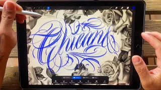 I m drawing Chicano Tattoo Script with Procreate FULL PROCESS