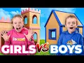 Download Lagu Girls VS Boys! Race to Build the Biggest Box Fort! | Fun Squad