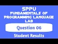 Student Result Question 06 Fundamentals of Programming Language Lab FE SPPU