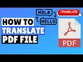 How to Translate PDF Files to different Languages