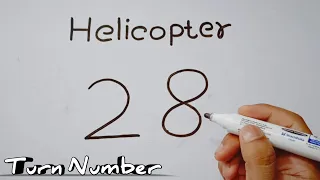 How To Turn Number 28 Into A Helicopter How To Draw A Helicopter Flying Easy Step By Step