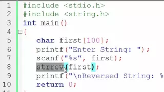 Reverse String using strrev function