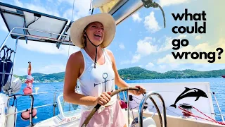 ⛵️SAILING (overnight) our TINY HOME to a NEW COUNTRY!🌴☀️ (and boat work of course) Sailing Joco