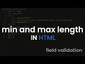 minlength and maxlength attributes in html - Urdu Hindi