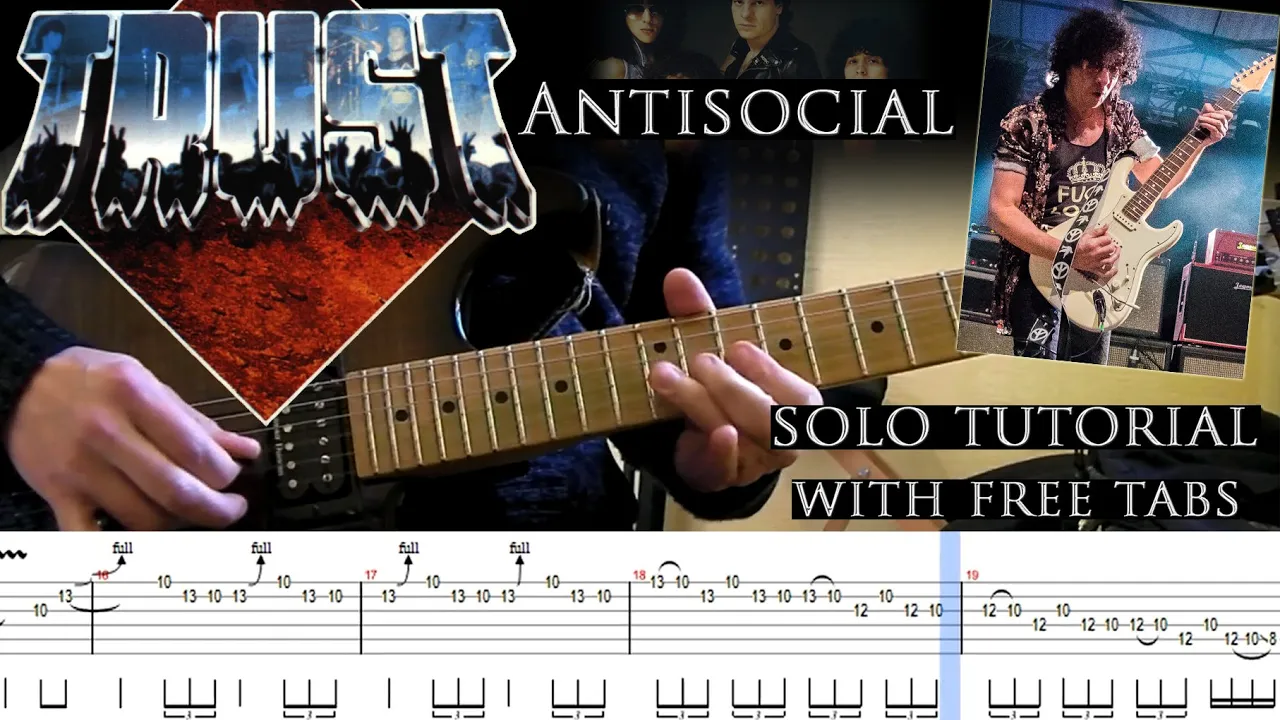 Trust - Antisocial guitar solo lesson (with tablatures and backing tracks)