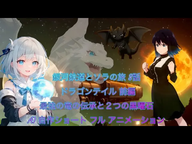 銀河鉄道とソラの旅 「最強の竜の伝承と2つの黒曜石」Japanese AI Animation with English