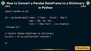 How to Convert a Pandas DataFrame to a Dictionary in Python
