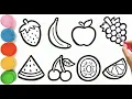 Easy Fruits Drawing Coloring for Kids Learn Fruit Names Step by Step Fun