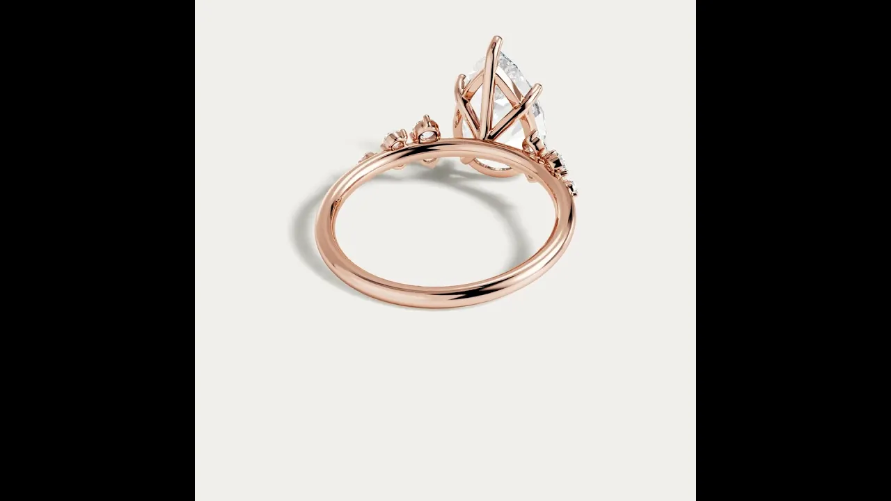 Sloane丨Pear Lab Diamond Engagement Ring with Floral Diamond Cluster Accents