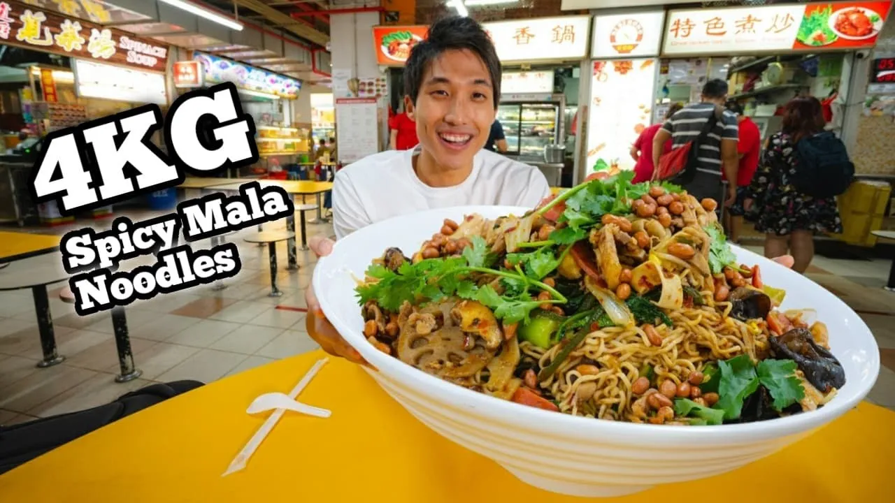 INSANE 4KG Bowl of Mala SPICY Noodle!   Mala Hotpot in Chinatown Singapore!   Singapore Street Food!