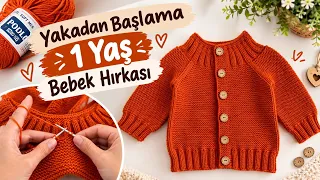 BU MODELE BAYILACAKSINIZ🧶YAKADAN BAŞLAMA ÇOK ŞIK BEBEK HIRKASI YAPIMI🧶#bebekhırkası #örgühırka