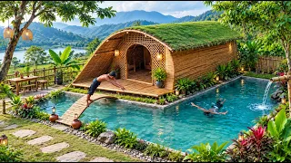 Amazing​ Building  Relaxing Bamboo House with Bed, Sofa and Pool