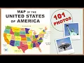 50 States of the USA Map with state capitals flags seals largest cities with photos Geography