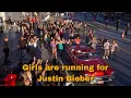 Girls are running for Justin Bieber meme template