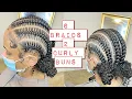Detailed and Explained Trending 6 stitch feedin braids with 2 curly buns to the back London Tayy