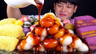 ASMR 달달구리 당고와 고구마인절미 바나나찰떡 사탕꿀떡 먹방~!! Super Sweet Dango, Banana Mochi & Honey Rice Cakes Mukbang~!!