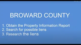 Broward County FL Tax Deeds Research Liens showing on the Property Information Report O E Report