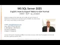 MS SQL Server Shorts English How to Export Tables to CSV Format