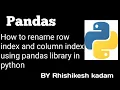 Tutorial 32 How to rename row and column index using pandas library in python jupyter notebook