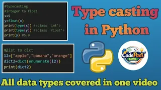 Typecasting in Python Covers all data types Easy Explanation