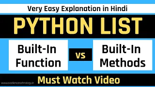 Python List Functions and Methods Python tutorial in Hindi for Beginners