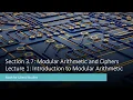 Math for Liberal Studies - Lecture 3 7 1 Introduction to Modular Arithmetic