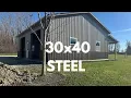 Take a tour of this 30x40 pole barn garage with taupe 29 gauge sidewall steel and brown wainscot