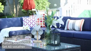 Phi Villa New Style Outdoor Patio Sectional with Cushions Sofa Set