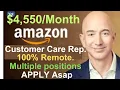 4 550 Month Amazon Customer Care Service job Work From Home Jobs 2023 Remote Jobs