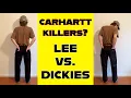 Dickies Relaxed Fit VS Lee Workwear Carpenter Jeans Comparison Measure Buyer Guide Carhartt