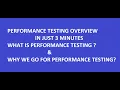 Introduction to Performance Testing Overview of Performance Testing