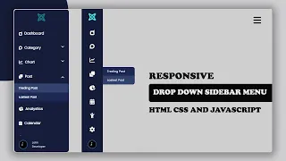 Responsive Side Navigation Bar in HTML CSS And JavaScript Dashboard Sidebar Menu