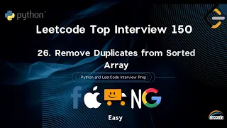 Remove Duplicates from Sorted Array FAANG Interview Prep LeetCode 26 Solution in Python