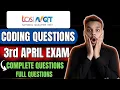 TCS Coding Questions Asked on 3rd April TCS NQT Actual Coding Solutions TCS NQT 2026