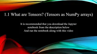 1 1 What are Tensors Tensors as NumPy arrays