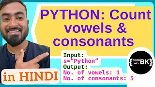 Python program to count vowels and consonants in a string CBSE Class 11 12 Computers in Hindi