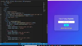 Check Voting Eligibility Using If Else in JavaScript JavaScript Mini Project IfElse