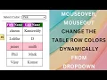 Click Select Dropdown Color Highlight Table Row Color Mouseover Mouseout