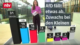 AfD fällt etwas ab, Zuwachs bei Kleinstparteien | ntv Trendbarometer