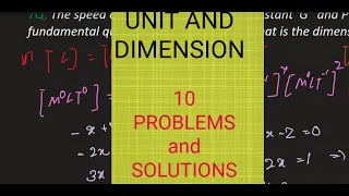 10 problems on unit and dimension How to crack JEE NEET